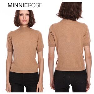 NWT! Cashmere Short Sleeve Mock Neck Top $242.00